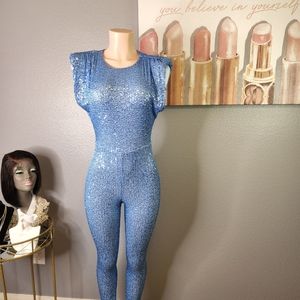 Fashion Nova, Xs, sequin blue jumpsuit